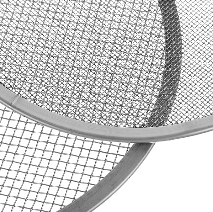 Stainless Steel Garden Soil Sifter Set with 1mm 3mm 6mm Mesh Screens and Plastic Shovel for Compost Sifting and Potting Soil Filtration