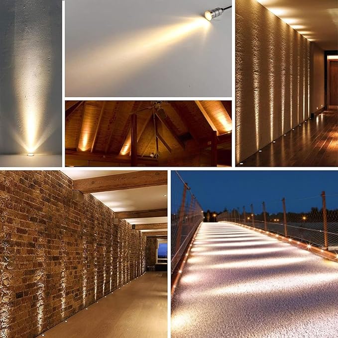 Mini 15° Narrow Beam Angle Spotlight 1W LED Underground Well Light IP67 Waterproof Outdoor LED Landscape Lights 12V-24V DC Ground Led Spot Lights for Garden Garage Illuminate(1pcs Warm Light 3000