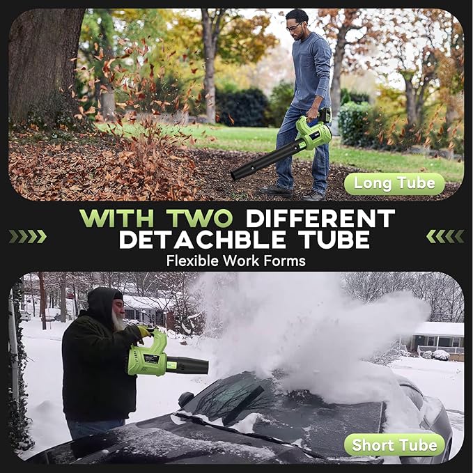 Leaf Blower Cordless - 650 CFM 150 MPH Electric Leaf Blower with 2 x 4.0Ah Batteries &amp Fast Charger 2-Speed Settings Lightweight Battery Leaf Blowers for Lawn Care Patio Dust(Green)