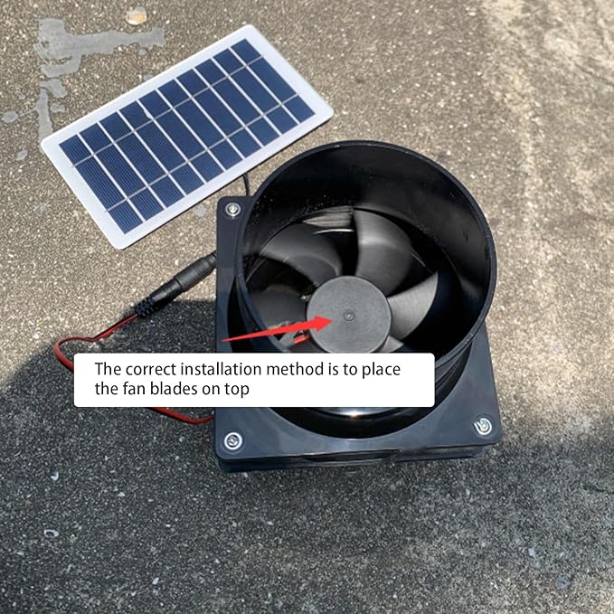 10W 12V 6in Solar Powered Exhaust Fan ABS Solar Panel Ventilation Greenhouse Fan Kit for Round Pipe Pet House Chicken Coop Rv Greenhouse