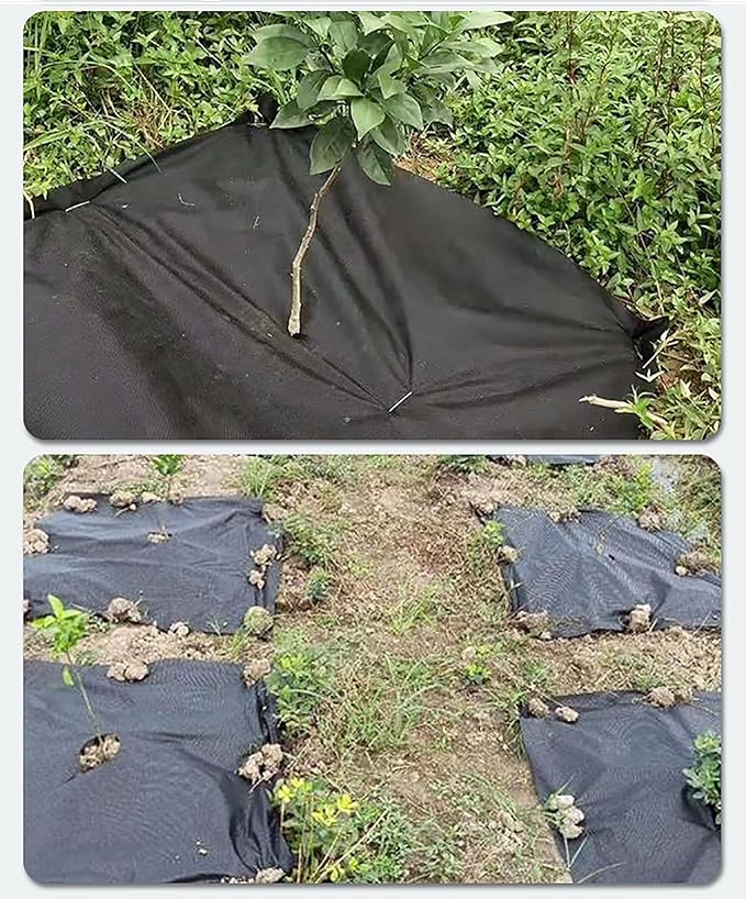 Weed Control Membrane High Permeability Weed Barrier Fabric Resistant Ground Cover Membrane Landscape Fabric for Artificial Grass Patios Paths Flower Beds(1 * 1m-50pcs)