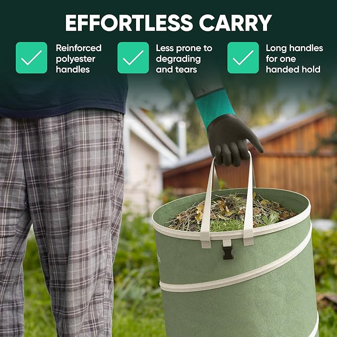 Timber &amp Tundra 40-Gallon Collapsible Trash Can Set of Two with Stakes Gardening Gloves and Kneeling Pads | Pop Up Trash Can for Camping
