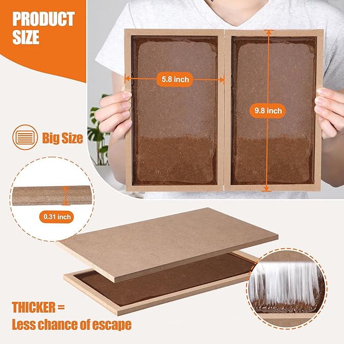 Qualirey 8 Pack Large Mouse Glue Traps Heavy Duty Wood Rat Traps Snake Sticky Board with Enhanced Stickiness for Indoor &amp Outdoor Pre-Scented Peanut Taste Non-Toxic Sturdy Wooden Tray Pet Sa