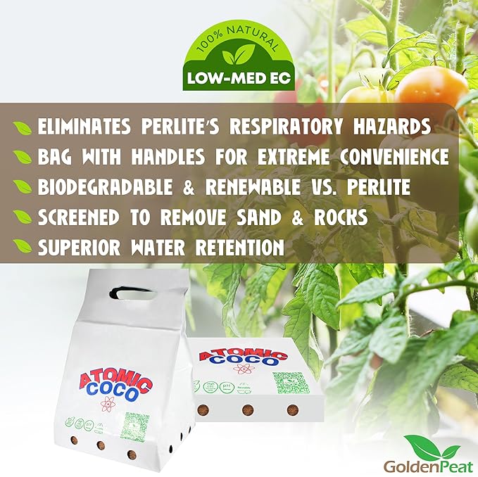 Balanced Blend Ready to Grow Bag - Peat(70%)+Chips(30%). No perlite required. Medium EC Coco peat block (24 X 2lb) - Engineered for herbs &amp hydroponics. Transform into 48L of fluffy nutrient-rich