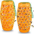 Wasp Trap Bee Catcher - Outdoor Hanging Carpenter Bee Traps with 4 Sticky Boards 2 Pack (Orange)