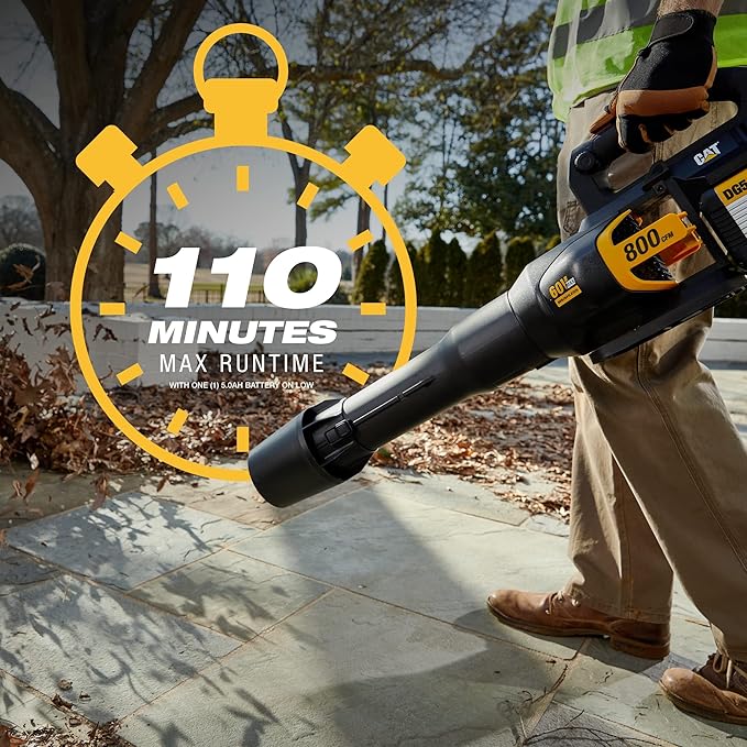 Cat DG651 60V 800 CFM 170 MPH High-Powered Leaf Blower Cordless Adjustable Speed Blowers for Lawn Care Lightweight Cordless Leaf Blower with Variable Air Control – Battery &amp Charger Included