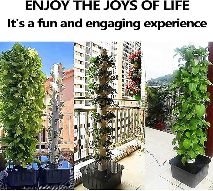 45 Holes 15 Floors Hydroponics Tower Hydroponic Grow Kit with Hydrating Pump Aquaponics Growing Kit for Leafy Vegetables and Fruits