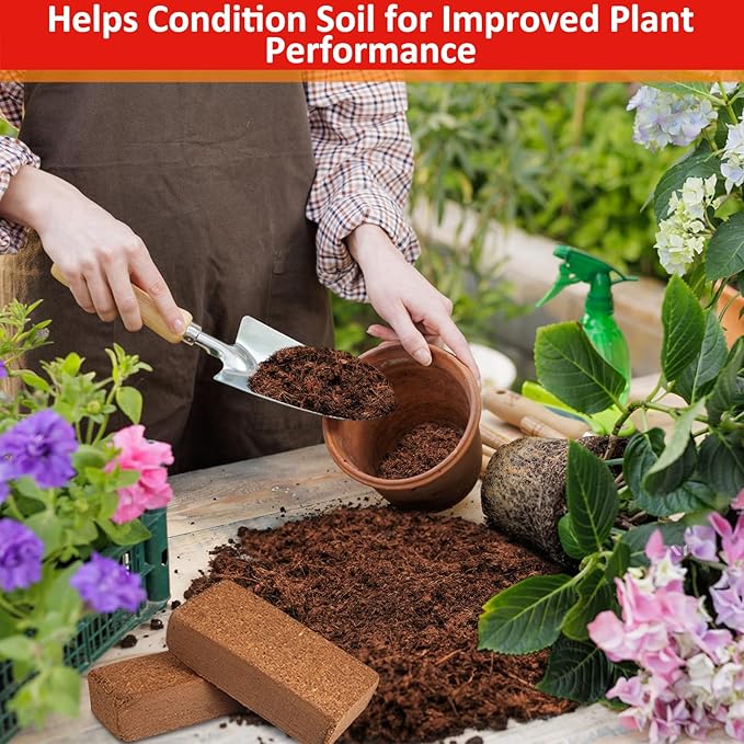 Legigo 8 Pack Coco Coir Bricks (11.2lb) 100% Organic Coconut Coir Fiber Potting Soil for Plants Compressed Coco Peat Seed Starter Coconut Husk Potting Mix for Indoor &amp Outdoor Plants Gardening