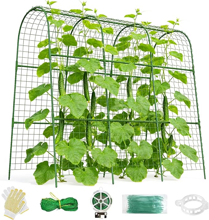 Cucumber Trellis for Raised Bed 48 L x 48 H U-Shape Garden Trellis for Climbing Plants Outdoor Metal Arch Trellis for Vegetables Plant Support for Tomato Pea Zucchini Grape Flowers