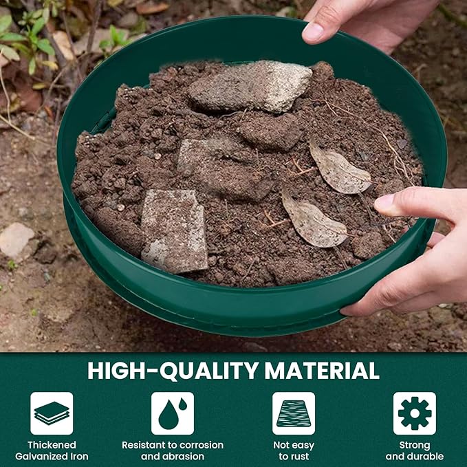 Soil Sifter 3PCS Soil Sifter Set for Gardening Stainless Steel Sifter（1/2 1/4 and 1/8）