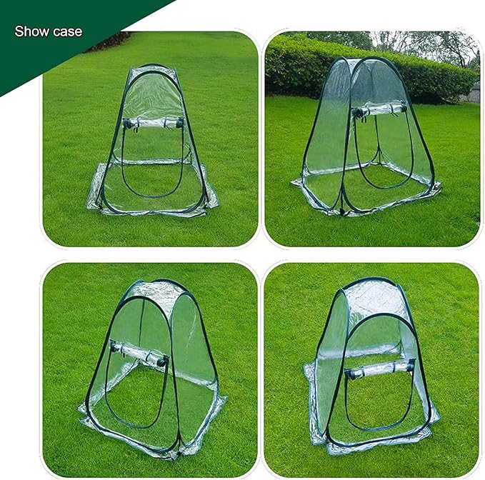 Porayhut Pop Up Greenhouse CoverPack of 3 PcsFlower House Mini Gardening Plant Flower Sunshine Room RoomBackyard PVC Greenhouse Cover for Cold Frost Protector Gardening Plants