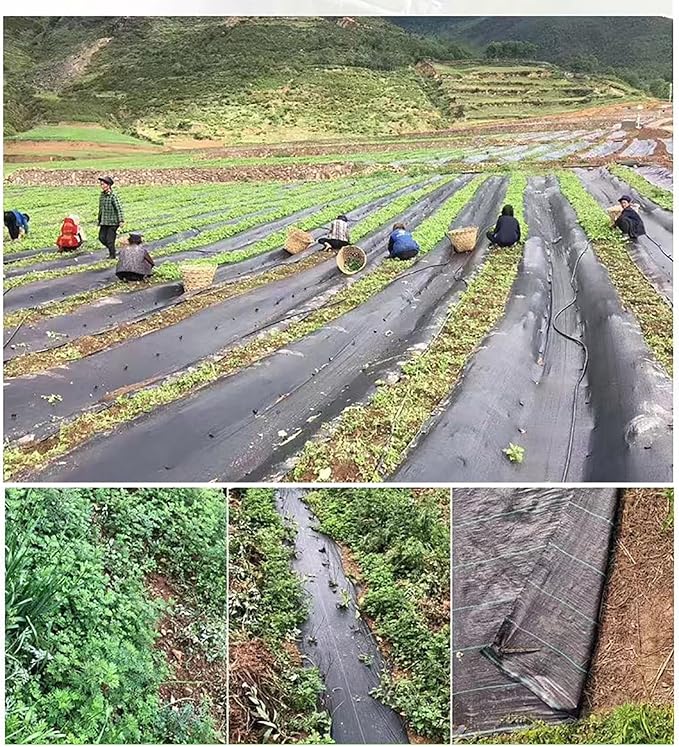 Weed Control Membrane UV Stabilised Weed Control Fabric Trimmable Black Weed Barrier Ground Sheet Cover Perfect for Gardens Patios Flower Beds Landscaping(1.2 * 100m)