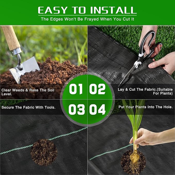 4FT x 100FT Weed Barrier Landscape Fabric Heavy Duty Thicken Garden Fabric Weed Mats Weed Control Garden Cloth Woven Geotextile Fabric for Garden Beds Underlayment Commercial Driveway