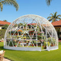 12 FT Garden Dome Greenhouse PVC Transparent Cover Quick Connect Plug Installation Waterproof Pop-up Green House 6-10 Person Bubble Tent for Patio Backyard Party Wedding