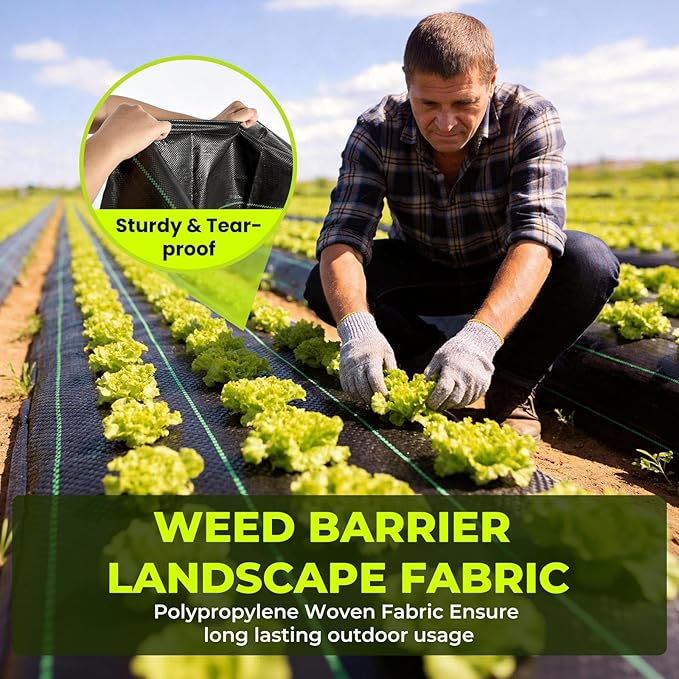 Weed Barrier Fabric3x300FT Landscape Fabric3.2oz Weed Control Garden Cloth Block Gardening Ground Cover Mat Woven Geotextile Fabric for Driveway Gravel Greenhouse Underlayment