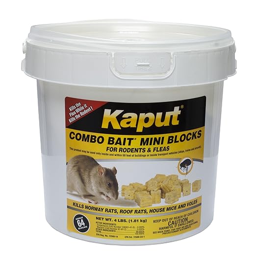 Kaput Combo Bait Mini Blocks Rodent Bait for Mice &amp Rats Warfarin Vole Killer for Indoor/Perimeter Use Kills Rodents with Consistent Feeding - Ideal for Homes Farms &amp Transport Areas (2 x