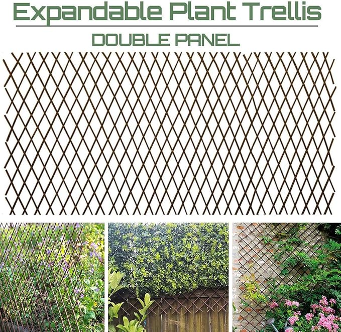 Nature Willow Trellis Expandable Plant Support Plant Climbing Lattices Trellis Willow Expandable Trellis Fence for Climbing Plants Support 36x92 InchDouble Panel (2 Willow Wicker Fence)