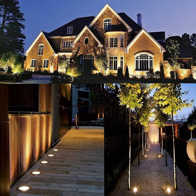 Outdoor Recessed Ground Light COB Round Embedded Underground Light IP66 Waterproof LED Garden Landscape Lights for Pathway Patio Bridge Driveway Decorative Spotlight AC85-265V