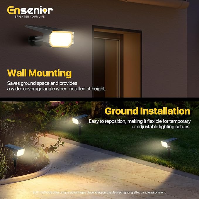 Ensenior Solar Spotlights Outdoor 56 LEDs Brightness Adjustable 3000K LED Solar Garden Lights Halloween Christmas Landscape Lighting for Flag/Yard/Pathway IP65 Waterproof - 6 Pack