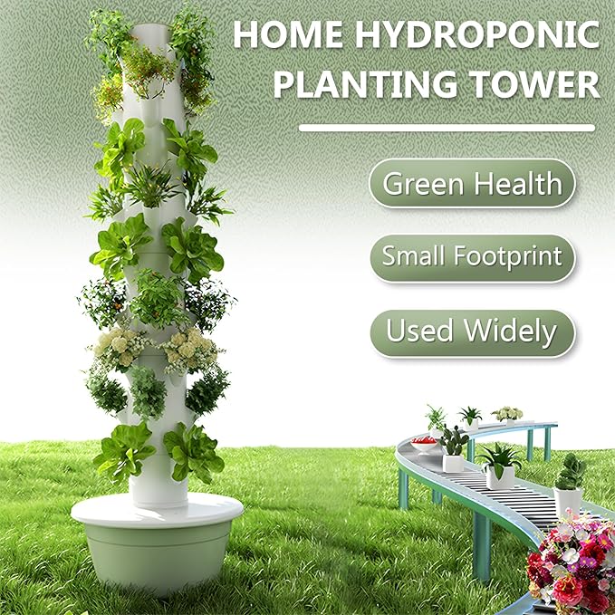 Indoor Gardening Hydroponic Growing System Garden Vertical Growing System Kit with Grow Light Vertical Hydroponic Garden Tower for Herbs Fruits and Vegetables20pods