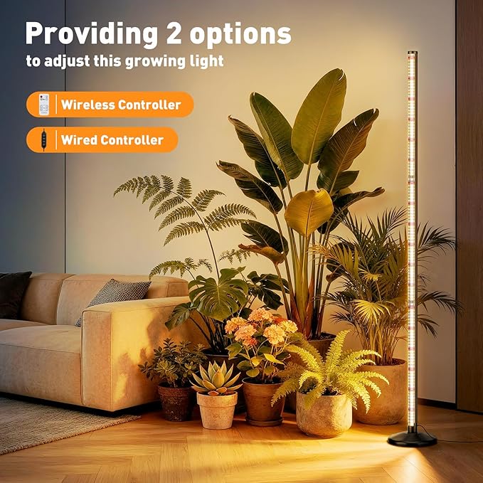 BlumWay 65 Inch Grow Lights for Indoor Plants36W660nm+3000K+6000K 336 LEDs Full Spectrum LED Standing Plant Lights with 2 Timers and 10 Level Dimming Detachable Plant Growing Lamps for Greenhouse