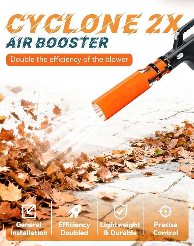 Leaf Blower Air Booster - Universal Nozzle Attachment High-Speed Airflow Accelerator for 2–4 Inch Tubes Plastic Turbo Extension Boosts Wind Power &amp Blowing Distance for Blower (2 Orange)