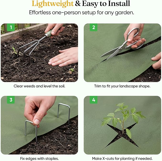 Weed Barrier Fabric Heavy-Duty Non-Woven Breathable &amp Permeable No-Fraying &amp Easy to Cut and Install Landscape Fabric for Vegetable Garden Flower Beds 4 ft x 50ft 1 Pack