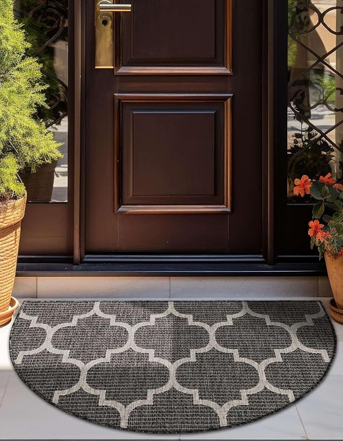 Unique Loom Outdoor Trellis Collection Area Rug (2' 2 x 3' 7 Hearth Black/Ivory)