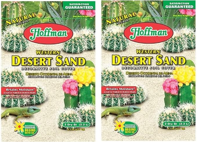 Hoffman Western Desert Sand Decorative Soil Cover for Potted or Bedded Plants 2 Dry Quarts 2 Pack