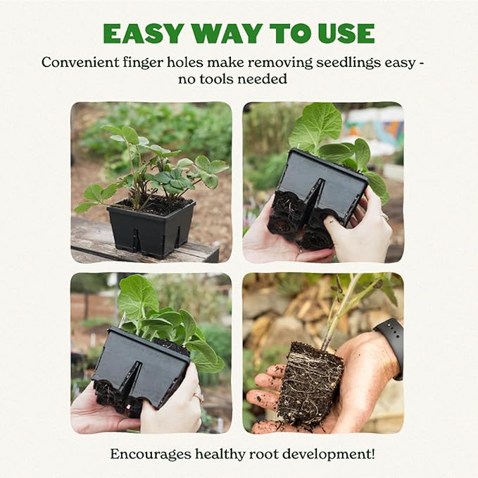 Epic Gardening Reusable Seed Starter Tray - 4 Cell 3/8 Seedling Starter Trays - Easy Watering Indoor Greenhouse Plant Starter Gardener-Friendly for Seedlings | UV-Treated &amp BPA-Free - Black