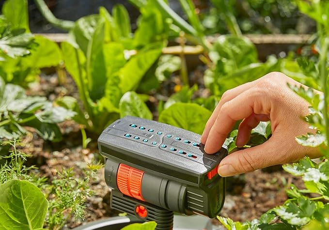GARDENA 20575 | Up to 2300 sq ft - ZoomMaxx Adjustable Oscillating Sprinkler on Metal Step Spike for Watering Large Area Lawn with US Hose Threads Yard and Garden. Gardena Quick Connects