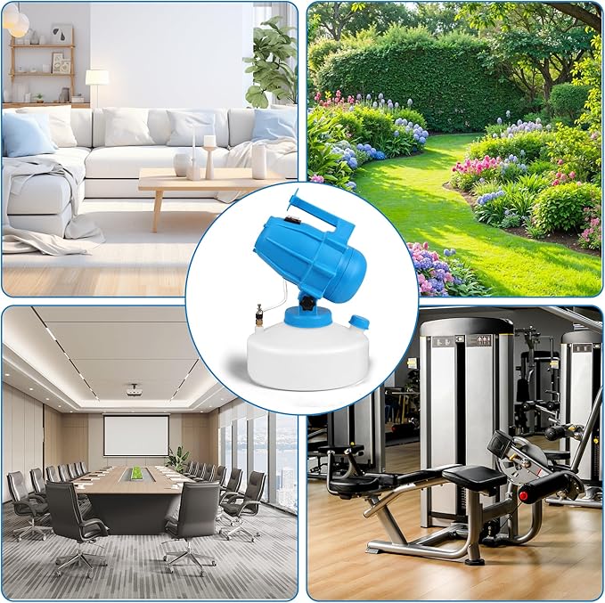 5L (1.3 Gallon) Electric ULV Fogger Sprayer Machine with 3 Nozzles Portable Cold Fogger with Adjustable Flow Rate 30ft Spraying Distance for Home School Hotel Church Garden Yard
