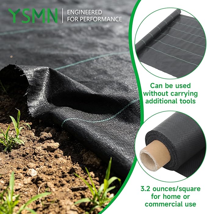 Weed Barrier Landscape Fabric Heavy Duty Weed Block Horticultural Floor Covering Mat Bottom Woven Geotextile Commercial Lane Fabric 3 x 300 FT