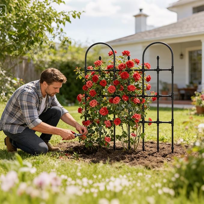Garden Trellis for Climbing Plants - Metal Vertical Growth Plant Support Trellis - Tomato Climbing Stakes | for Garden Balcony Backyard Tomato Flowers Vine Ivy Clematis