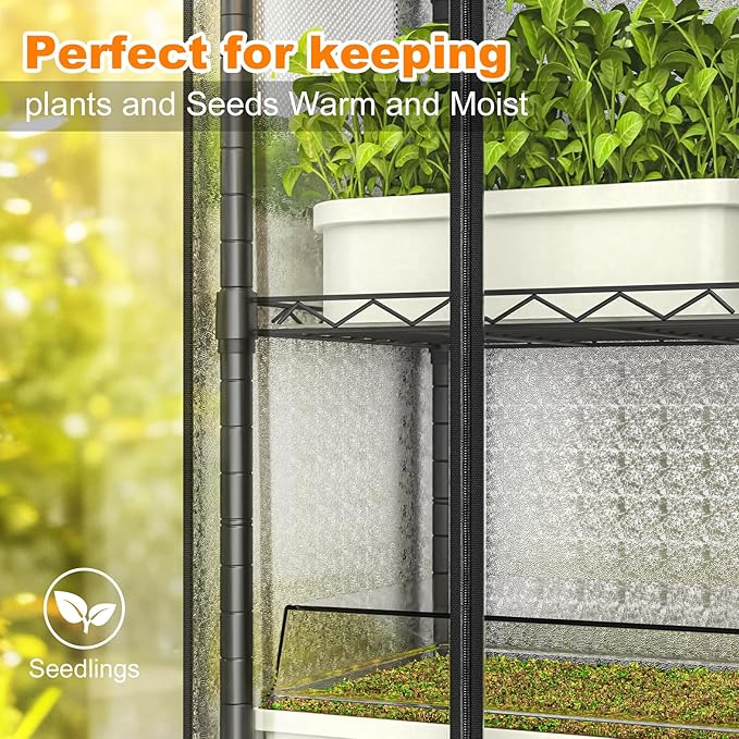 Small Greenhouse for Indoors 5 Tier 15.7 L×11.8 W×62.3 H mini Greenhouse Outdoor Indoor Adjustable Shelves