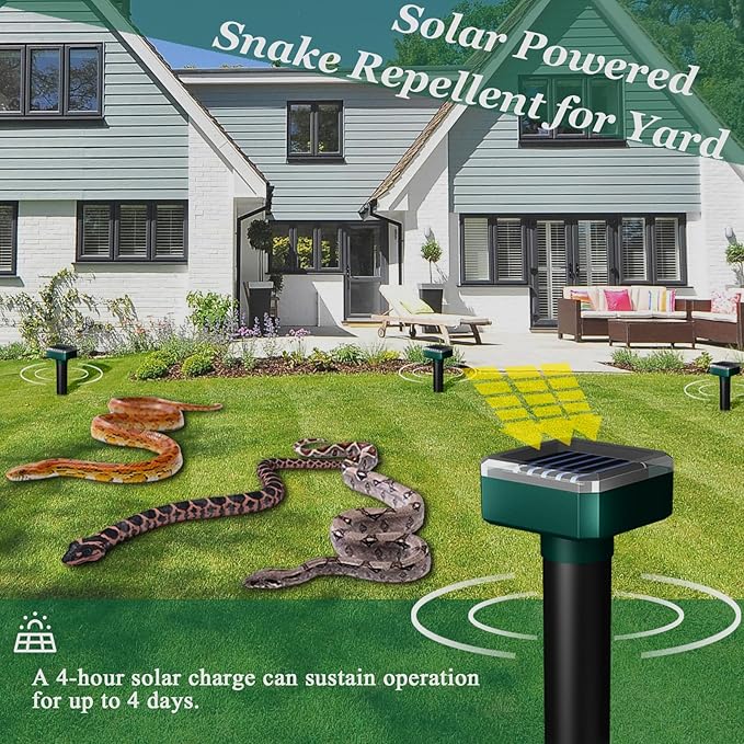 Powerful Snake Repellent for Yard &amp Outdoor Snake AwaySolar Sonic Snake Repeller Waterproof - Safe for Pets and Kids Keeps Snakes Away from Garage Lawn Home (8)