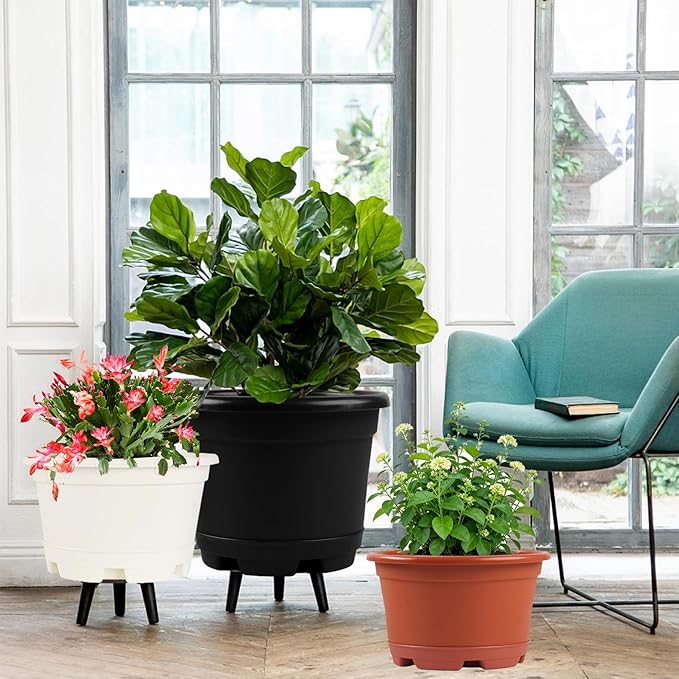 5 Packs 13 inch Plant Pot Modern Decorative Garden Pot with Saucer Large planters for Outdoor PlantsDecorative Flower Pots
