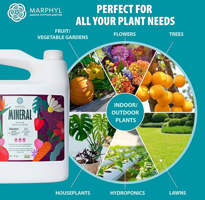 MARPHYL Organic Minerals Liquid Fertilizer – Essential Trace Mineral Blend for Healthy Plant Growth Improves Nutrient Uptake for Garden Flowers Vegetables Succulents &amp Hydroponics