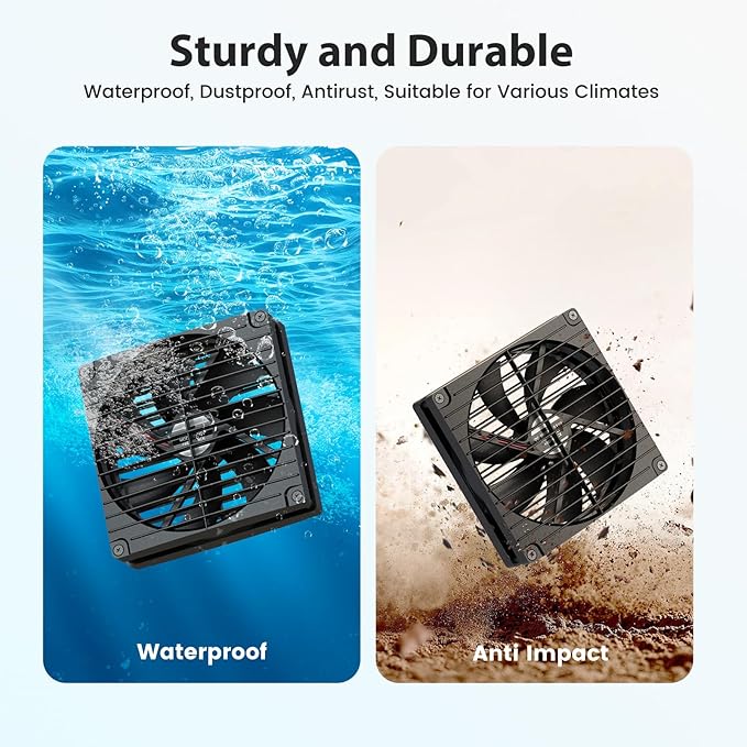 7.1 Solar Fan with Battery 25W x 2 Large Solar Powered Rechargeable Fan Outdoor Waterproof 25600 mAh Battery Exhuast or Intake Fans For Chicken Coop Greenhouse Dog Shed Ventilation Cooling