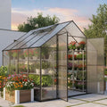 Kingdura 8x8ft Walk-in Greenhouse for Outdoors Large Polycarbonate Greenhouses with Heavy Duty Aluminum Frame Adjustable Roof Vent Lockable Door UV Protection for Outside Garden Backyard