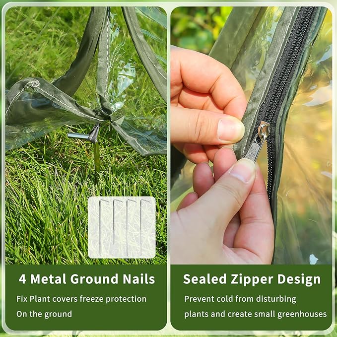 Plant Tent Outdoor Winter Plant Greenhouse with 4 Fixed NailsTransparent Mini Small Grow Plant House Tent Gardening Flowerpot Warm Room Greenhouse Cover for Cold Frost Protector Gardening Plant