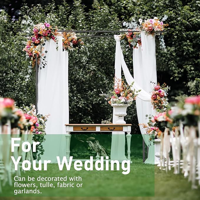 VINGLI Garden Arbor Arch for Wedding Ceremony Party Christmas Garden Decor Steel Garden Trellis for Plant Climbing Pergola for Garden Backyard Lawn (Flat Top)