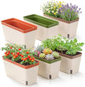 OurWarm Windowsill Herb Planter Box Set of 6 10.5 Inch Self Watering Pots for Indoor Plants Flower Box with Water Level Window Colorful Plastic Flower Pots &amp Planters for Herbs Vegetables Flo