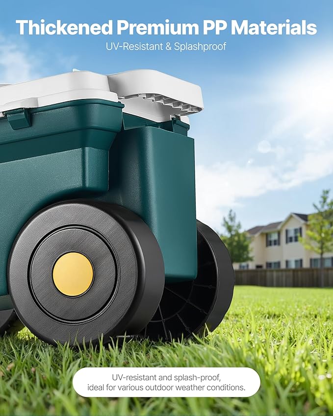 VEVOR Garden Scooter with Seat 2 in 1 Rolling Garden Cart with Storage Bin Supports up to 227 lbs Outdoor Wagon with Handle Lightweight Storage Gardening Stool for Yard Weeding Planting