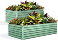 OUTLANE 2 Pack 6x3x2 ft Galvanized Raised Garden BedOutdoor Planter Box Metal Patio Kit Planting BedRust-Resistant Raised Garden Beds for Vegetables Flowers and SucculentsGreen