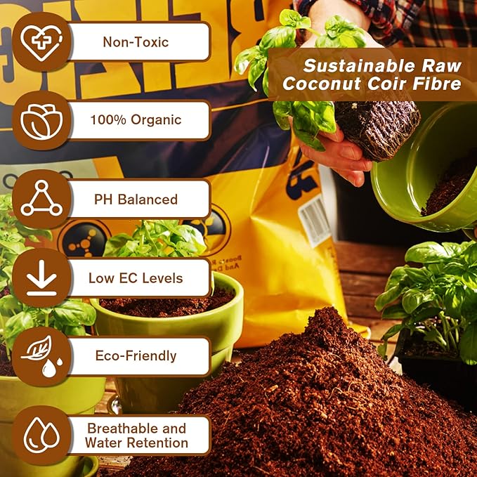 Legigo Pack of 10 Organic Coco Coir Bricks &amp 1.1 LB Coco Chips for Plants- Natural Compressed Coco Coir Brick Coconut Fiber Substrate for Planting &amp Gardening