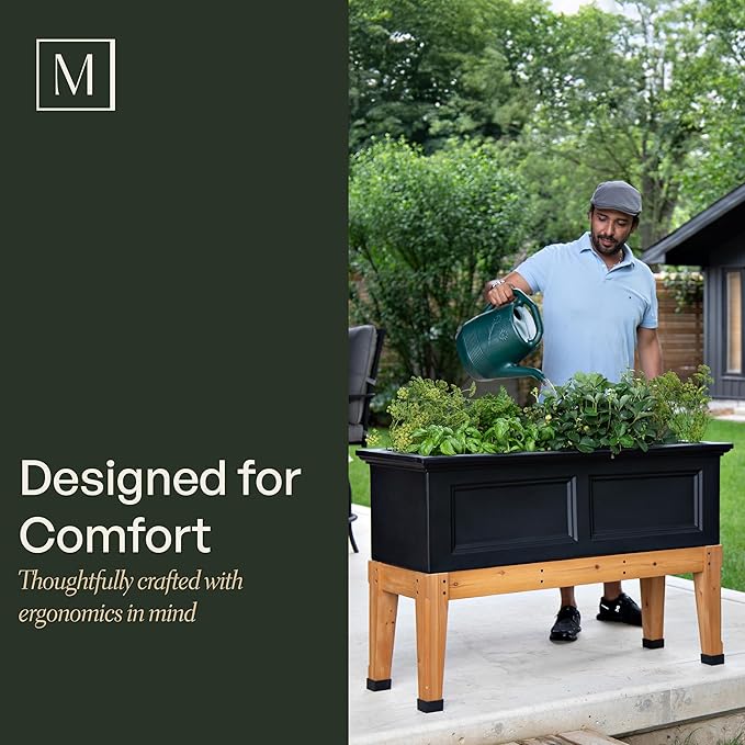 Mayne Fairfield Elevated Garden Bed - White - 48in L x 18in W x 14in H - Polyethylene - Built-in Water Reservoir (4890-W)