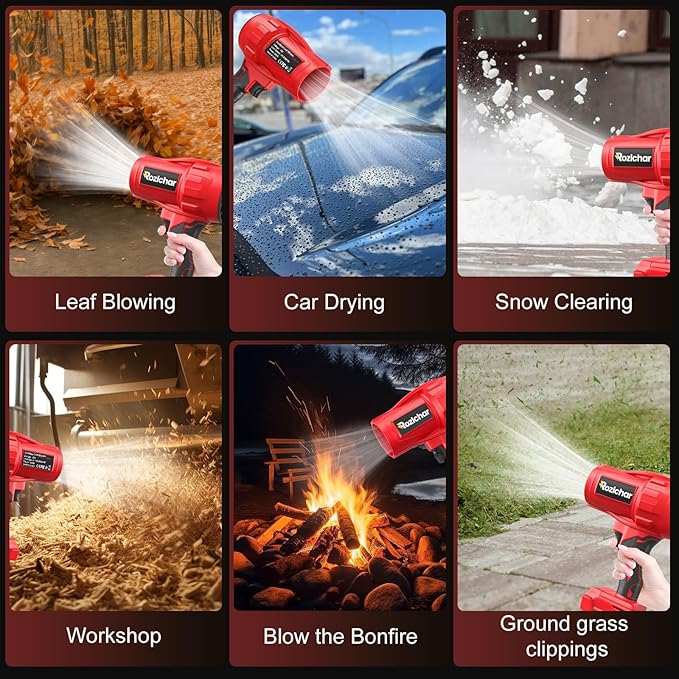 Rozlchar Cordless Leaf Blower Compatible for Milwaukee 18V Batteries(No Battery) Variable Speed Handheld Turbo Blower with Brushless Motor Portable Dust/Snow Cleaner for Lawn Patio