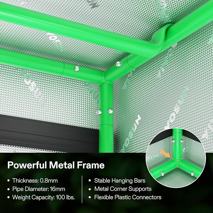 VIVOSUN D325 2-in-1 3x2 Grow Tent 36x24x53 High Reflective Mylar with Multi-Chamber and Floor Tray for Hydroponic Indoor Plant