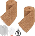 Timgle 2 Pcs 120 x 6.3 Natural Coconut Fiber Liner Mulch Roll Coir Liner Garden Weed Barrier Mat with 30 U-Shaped Steel Stakes for Landscaping Garden Edging Border Planters Vegetables &amp Flow